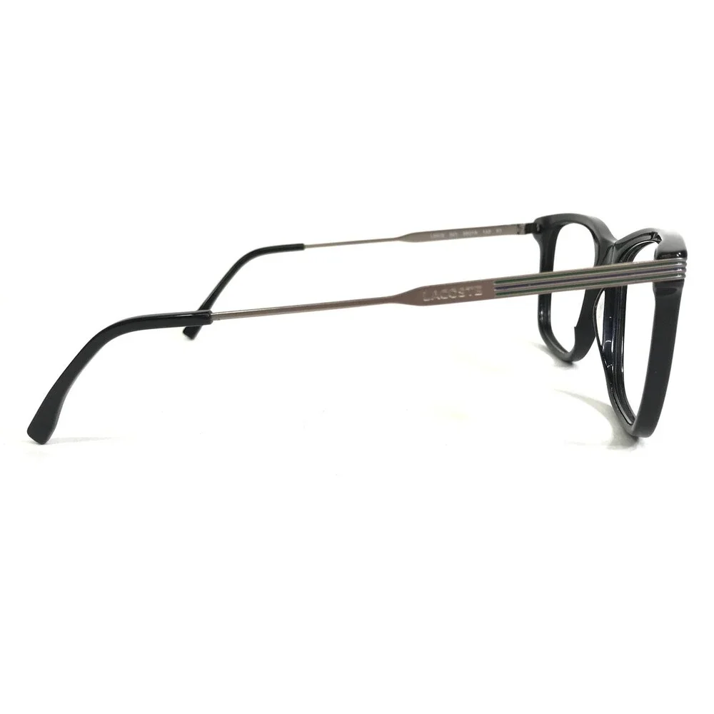 Lacoste Eyeglasses Frames L960S 001 Black Silver Square Full Rim 56-18-140